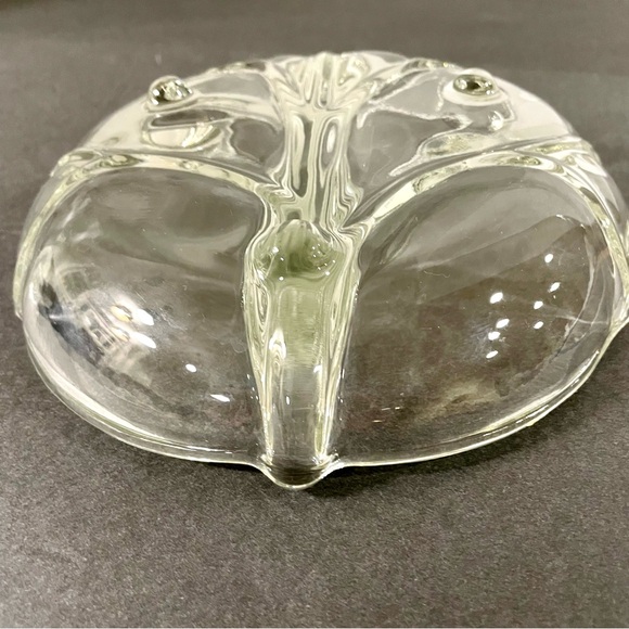 Vintage Viking Glass Divided Footed Relish Dish Leaf Pattern MCM Clear Glass - Picture 5 of 9